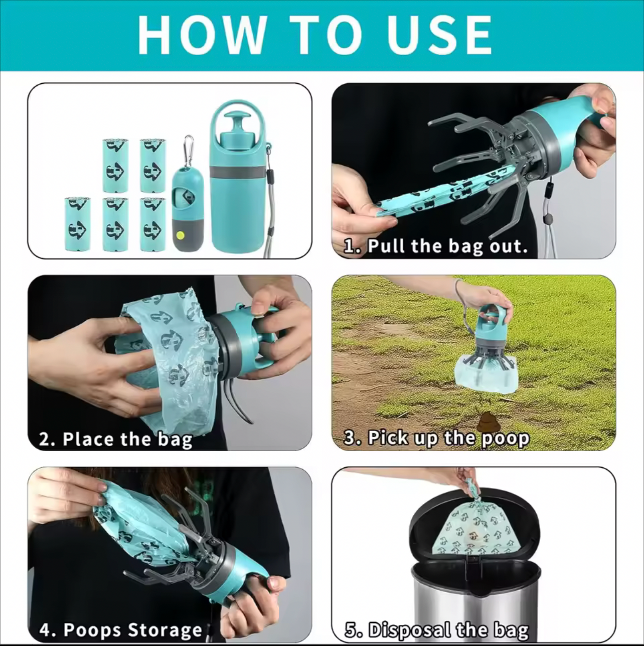 LuminaPaw Dog Poop Scooper with Bag Dispenser